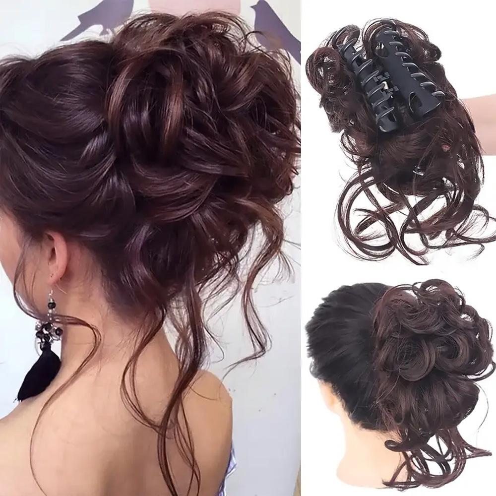 Women's Long Hair  Curly Hair High-end Sense  Flower Bud Hair Flower Wig