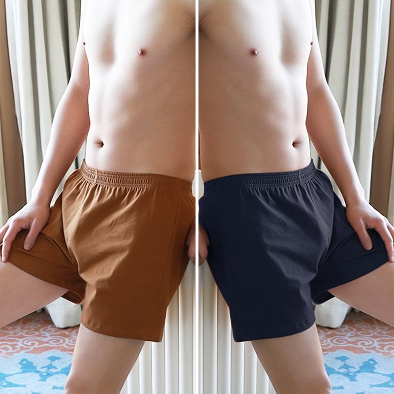 Men's Pure Cotton Loose Boxer Briefs - Summer Solid Color Trendy Four-Cornered Underwear