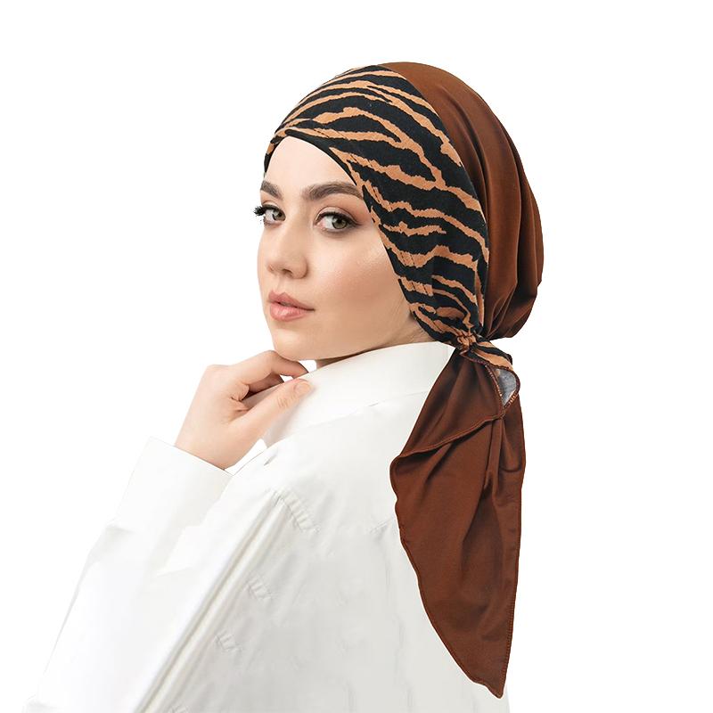 

1 шт. Изогнутая шляпа Мода Полиэстер Мусульманский головной платок Универсальный Кружевной Сращенный Обернутый кофейный