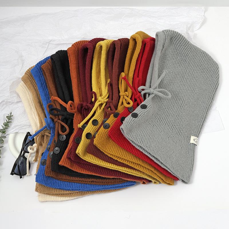 Hat scarf integrated hat women's fashion warm balaclava hat knitted scarf