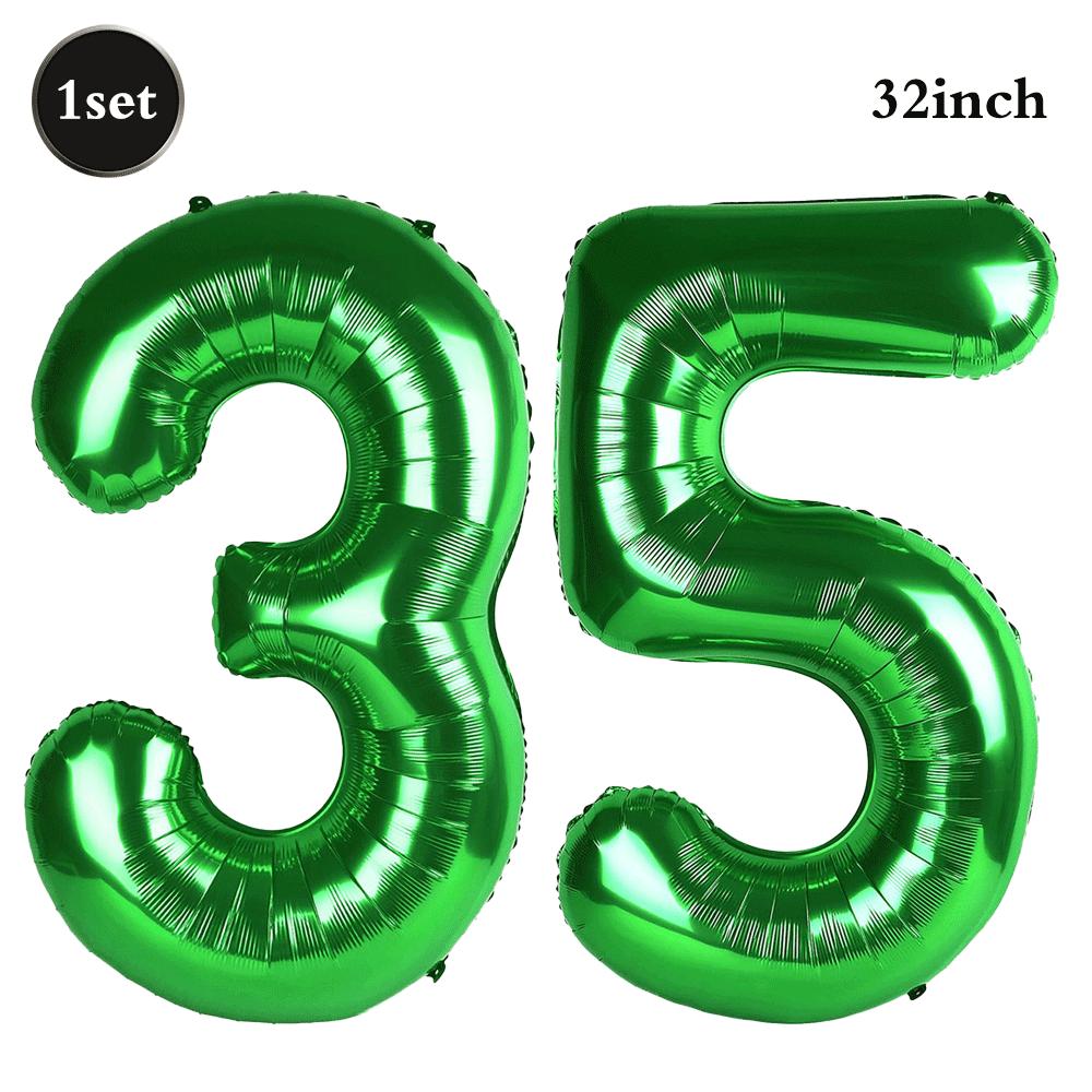 32 Inch Green Number Foil Balloons 0-9 Jungle Safari Theme Soccer Party Decor Kid Boy 1st Birthday Dinosaur Baby Shower Supplies