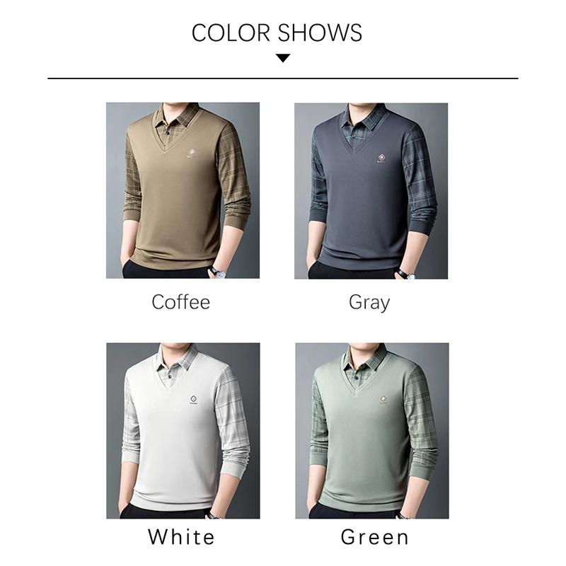 Browon Marken-Icon T-Shirts Mann Frühling Herbst 2025 Neu Kariert Gestreift Langarm T-Shirt Für Männer Umlegekragen Lässige Oberteile