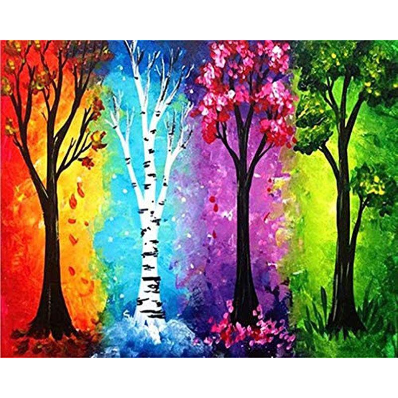 5D DIY pictură cu diamante abstract copac peisaj foraj complet rotund diamant mozaic imagine de broderie strasuri