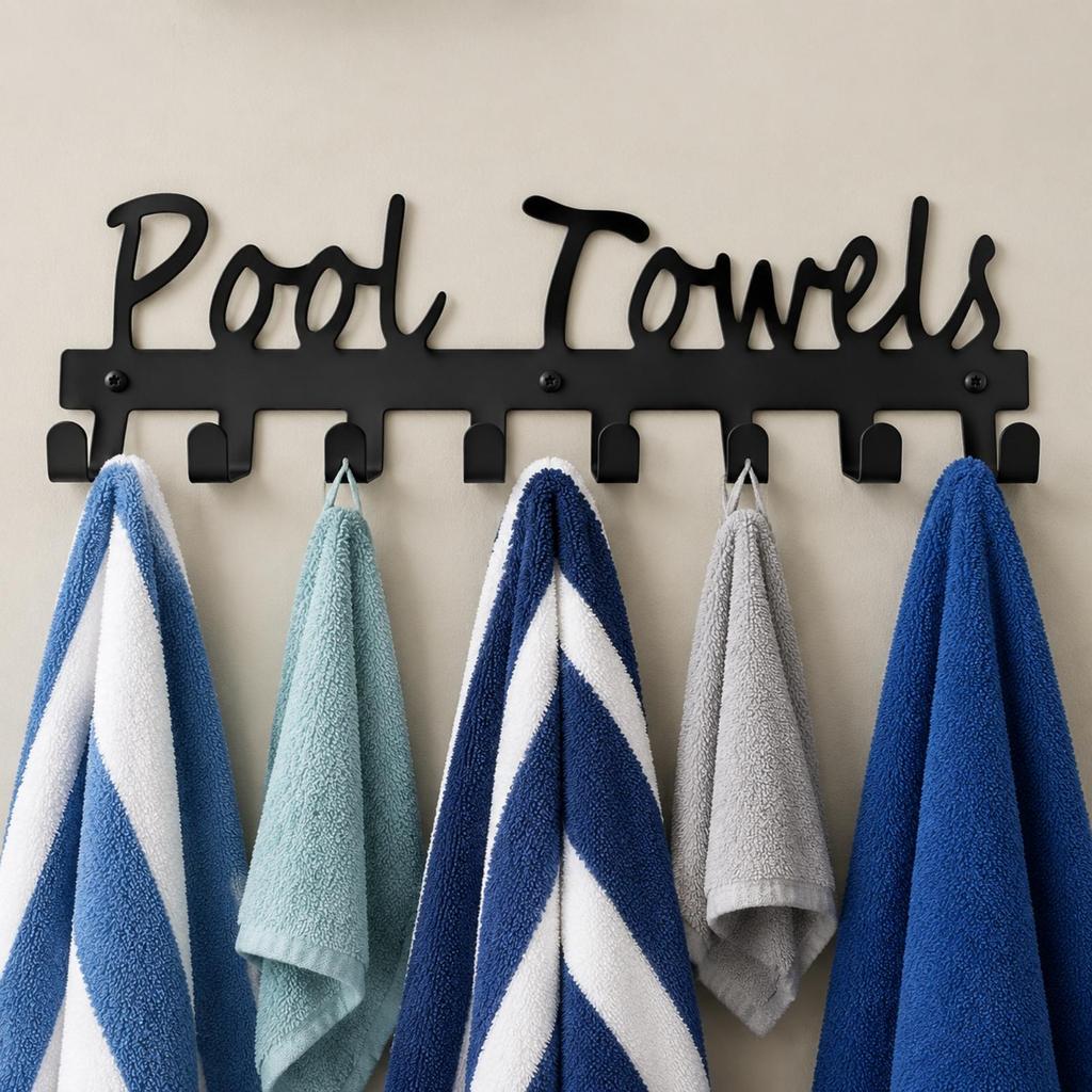 Wall Hook Rack Sturdy Towel Hanger Organizer for Bathroom, Entryway