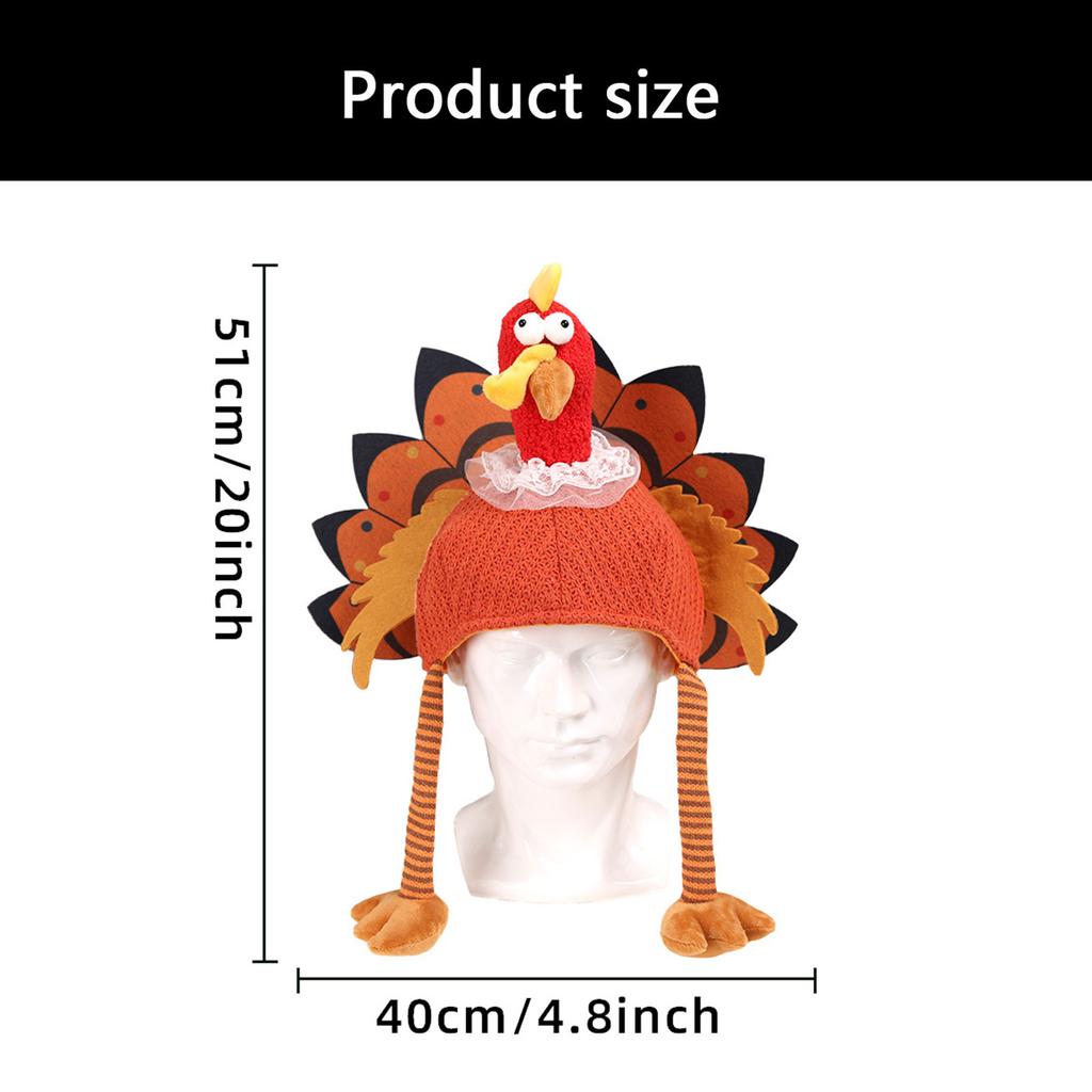 Playful Thanksgiving Turkey Hat Cap Durability Polyester Construction Long Last Color Safe For Children Party Decors