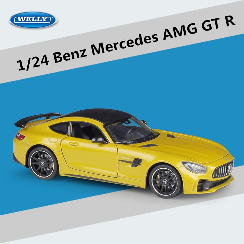 Welly 1/24 Mercedes Benz AMG GT R Alloy Sports Car Model Diecast Metal Racing Car Vehicles Model Simulation Collection Kids Gift