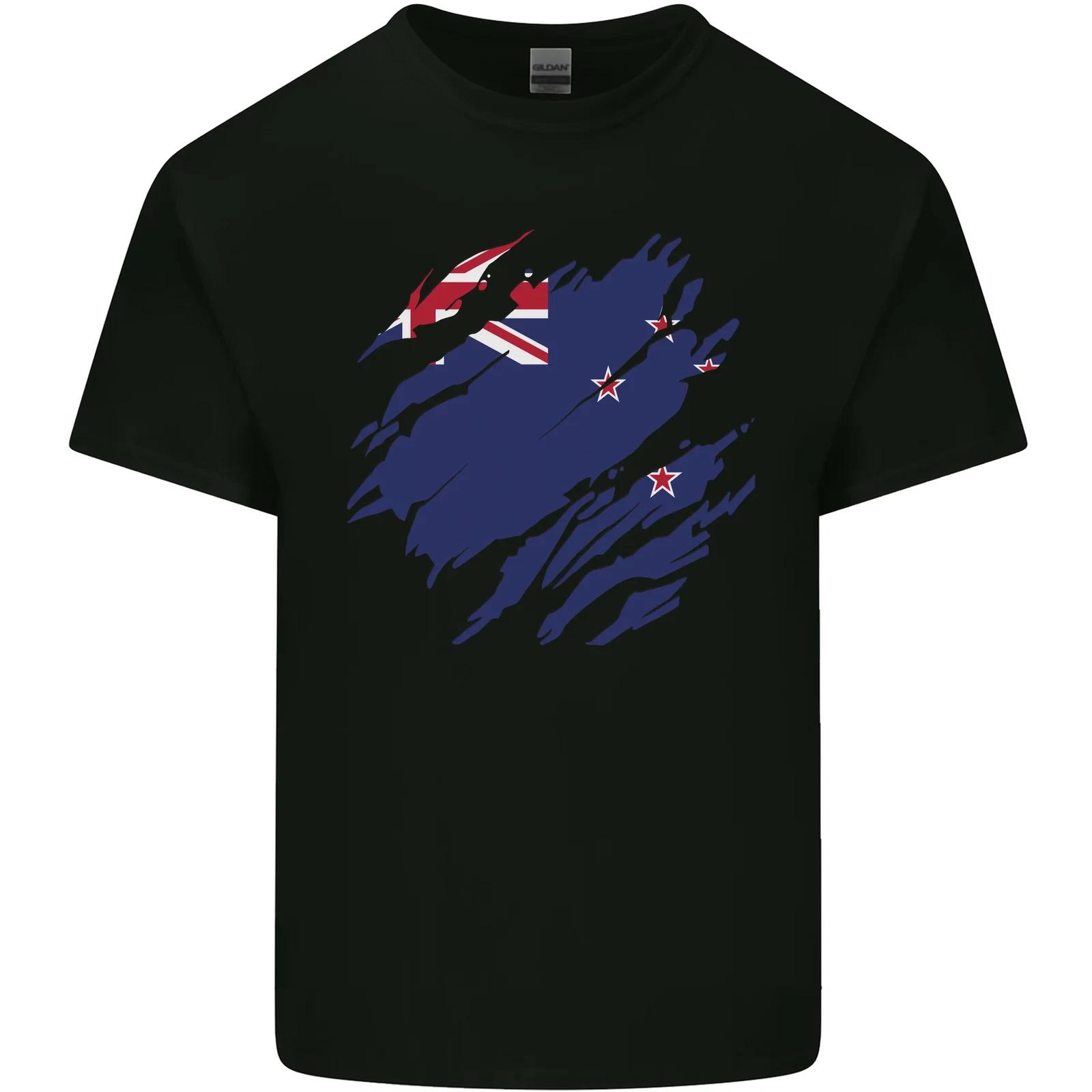 

Torn New Zealand Flag Zealander Kiwi Day Kids T-Shirt Childrens 2XL