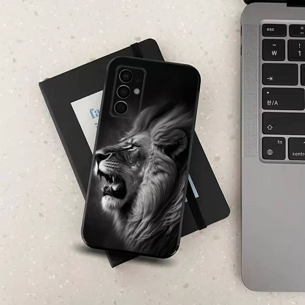 Animal Cover Tiger Lion Phone Case For Samsung Galaxy A73,31,8,9,53,32,72,41,J7,52,71,22,Note Soft Black Silicone Cover