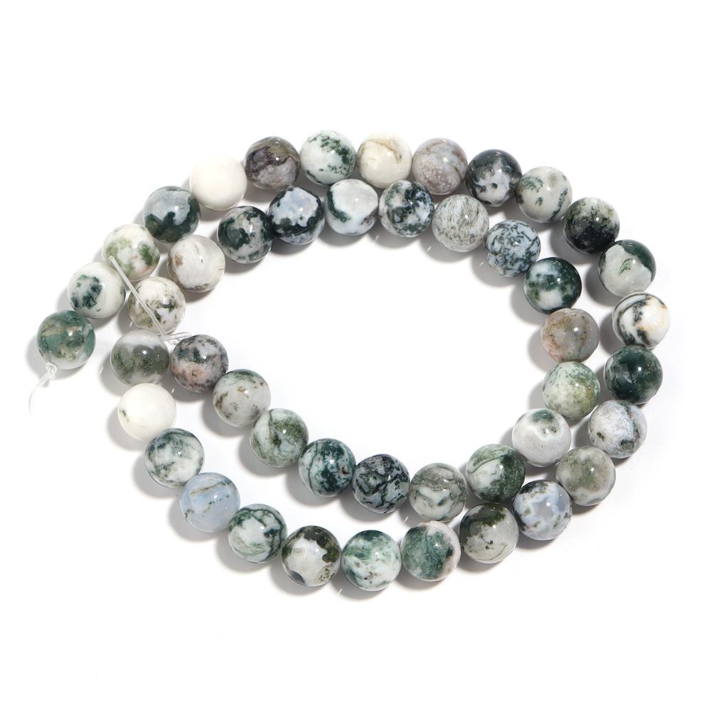 4 6 8 10 12mm Natural Tree Agate Stone Beads Round Loose Gemstone Beads For Jewelry Making DIY Bracelets Necklace Accessories