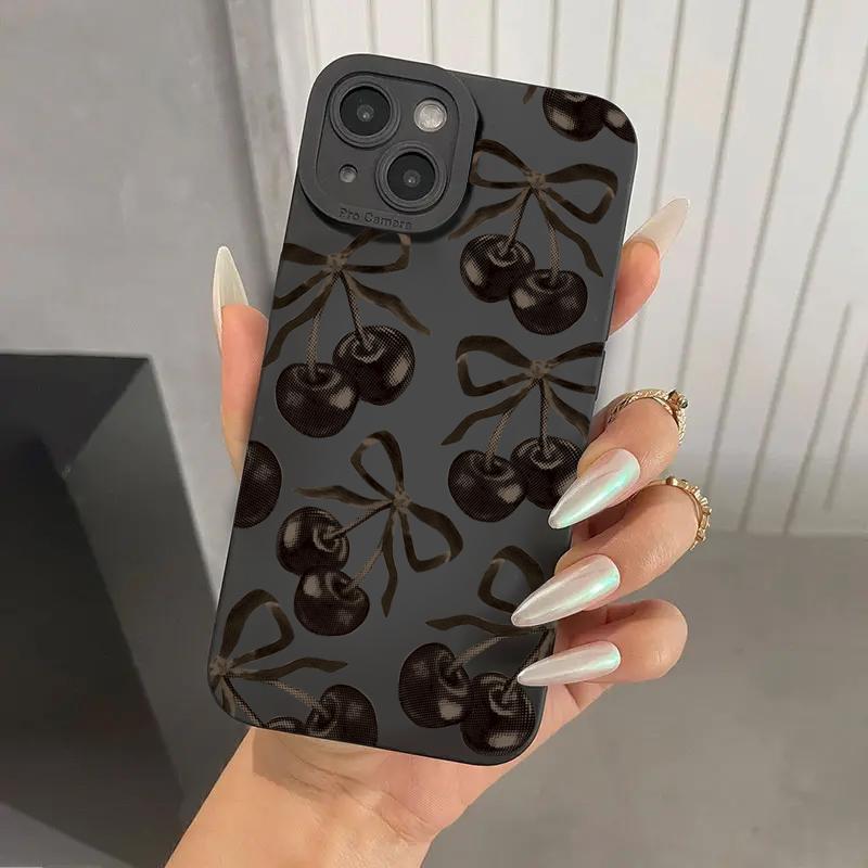 Cute Bow Cherry Silicone Soft Phone Case For Xiaomi Redmi Note 14 13 12 11 Pro Plus 5G 12S 11S Redmi 13C 14C 12 4G Cover