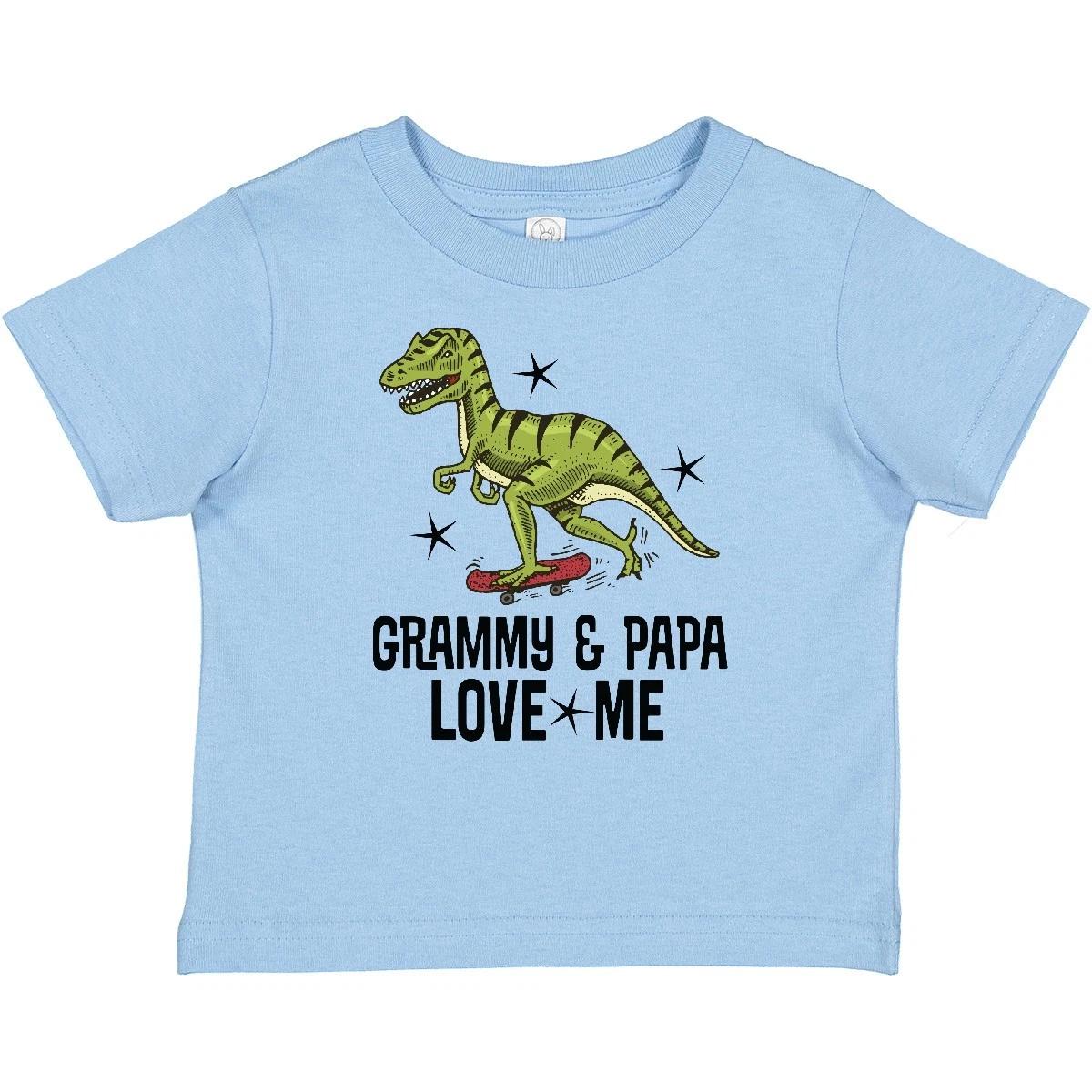 Inktastic Grammy And Papa Love Me Dinosaur Grandson Baby T-Shirt Grandchild Boy 100