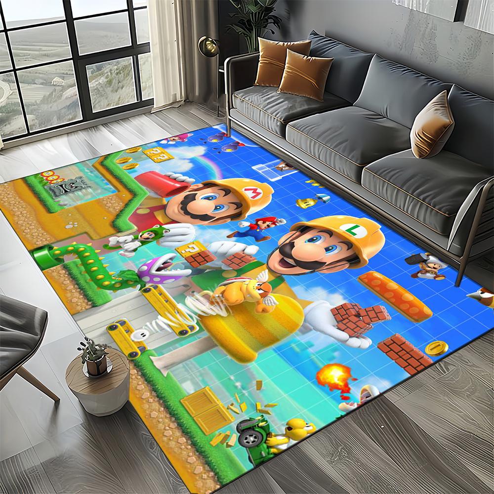 Retro Mario Cartoon Area Rug,Carpet Rug for Home Living Room Bedroom Sofa Doormat Decor,Kids Play Floor Mat