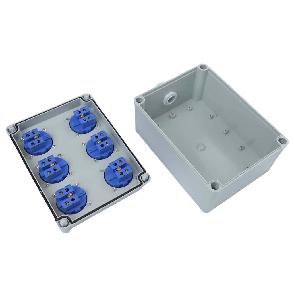 Shock Resistant Power Outlet 6x230V Socket Waterproof And Dustproof Flame-retardant Plastic Long-lasting Protection