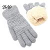 Soft Acrylic Winter Accessories 1 Pair Warm Fleece Lined Gloves for Women Men, Cold Thickened Plush Thermal Mittens Weather Gloves, Knit Touchscreen