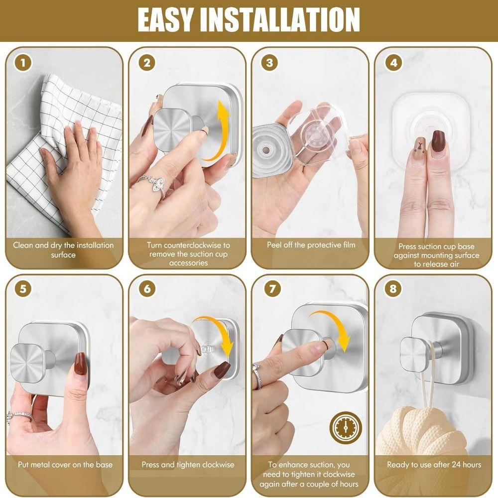 Stainless Steel Suction Cup Hooks Wall Mount Hanging Towel Rack Strong Suction Cup Holder  Mirrors