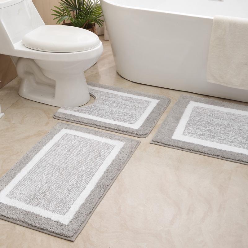 Black and White Minimalist Anti-slip Bathroom Foot Mat
