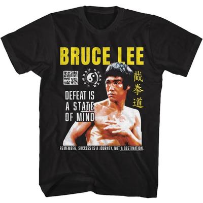 Bruce Lee Martial Artist Defeat Is A State of Mind Mens Short Sleeve T Shirt Vintage Style Graphic Tees