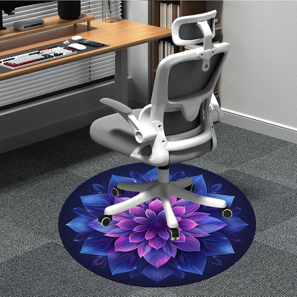 1pc Lotus Mandala Carpet for Office Non Slip, Round Carpet, Soft & Comfortable, Carpet for Office, Lightweight Round Floor Mat