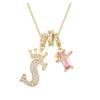 Copper Zirconia Letter Necklace with Gold-Plated Crown Pendant – Fashionable 26-Letter Accessory