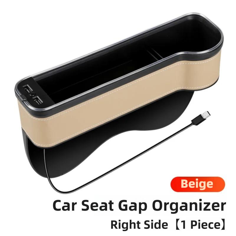 Riempitivo Fessura Sedile Auto Portabicchieri LED Cambia Colore 7 Colori Scatola Organizer Portaoggetti Fessura Auto Con Caricatore 2Usb Accessori Auto