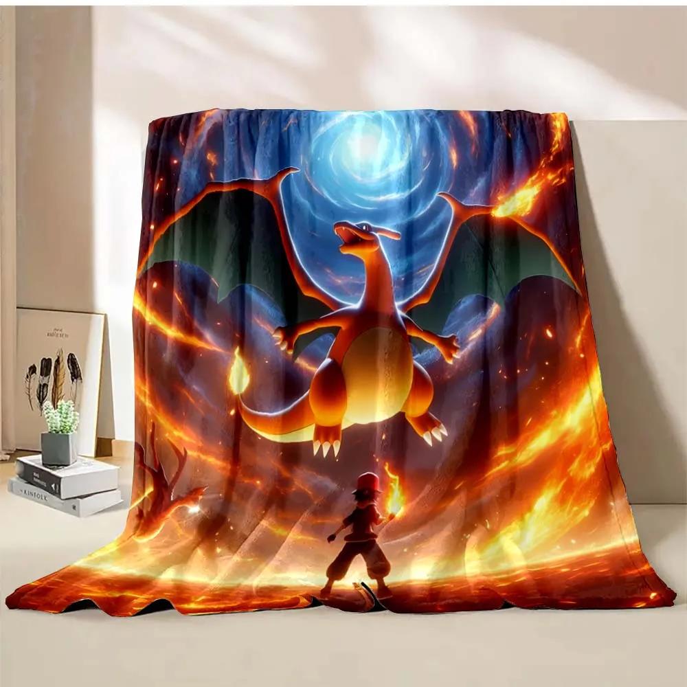 Charizard Dracaufeu Stampa Cartone Animato Coperta Bambini Adulti Coperta Morbida Calda Biancheria da Letto per Letto Divano Coperta da Viaggio