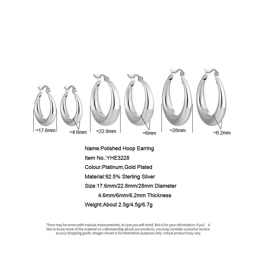 Chunky White Gold 925 Sterling Silver Hoop Earrings Women Trendy Wedding Gift Hypoallergenic Fine Jewelry