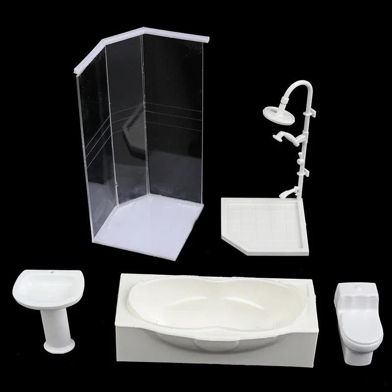 1:25 Bebek Evi Minyatür Banyo Seti Duş Odası Tuvalet Küvet Lavabo Model Oyuncak