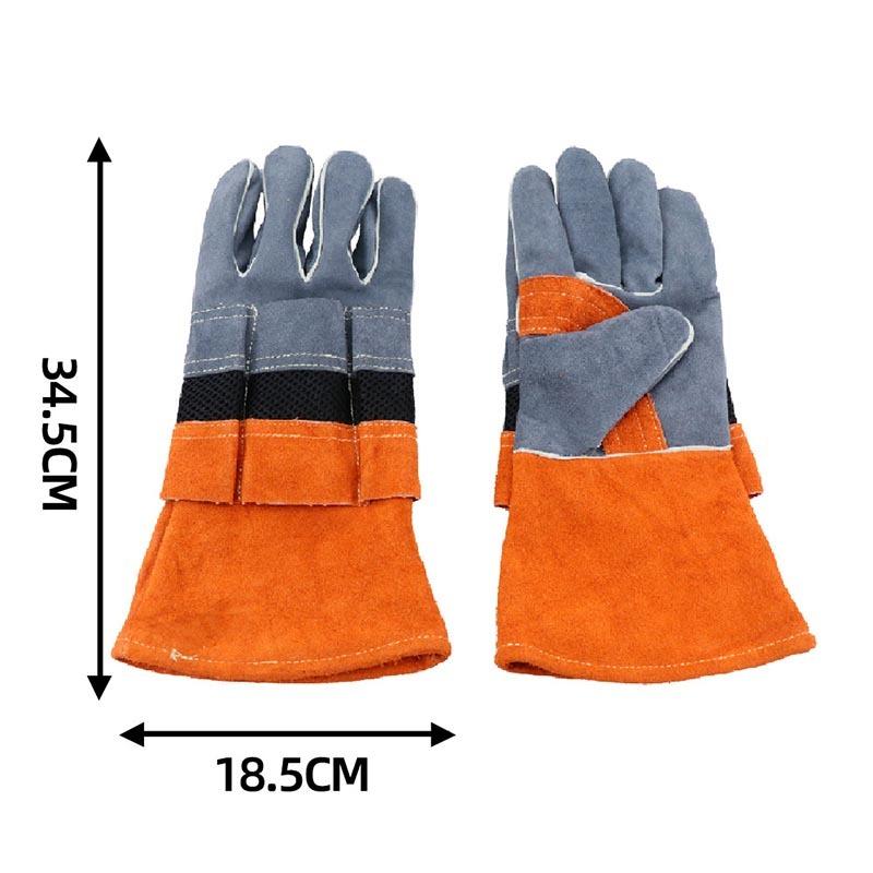 Flammhemmende Isolierhandschuhe aus Rindspaltleder für den Außenbereich, Camping, Picknick