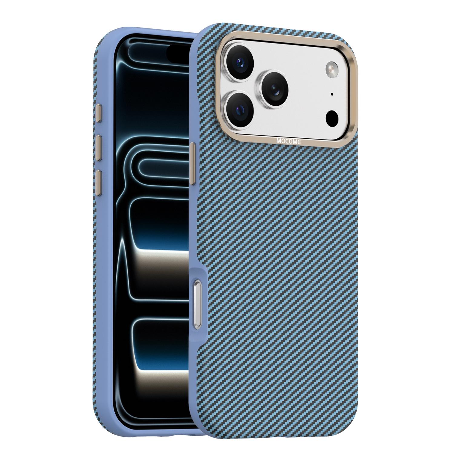 Kevlar Aramid Fiber Magnetic Protective Case for iPhone 17 Pro Max 15 Pro далекая вершина синего