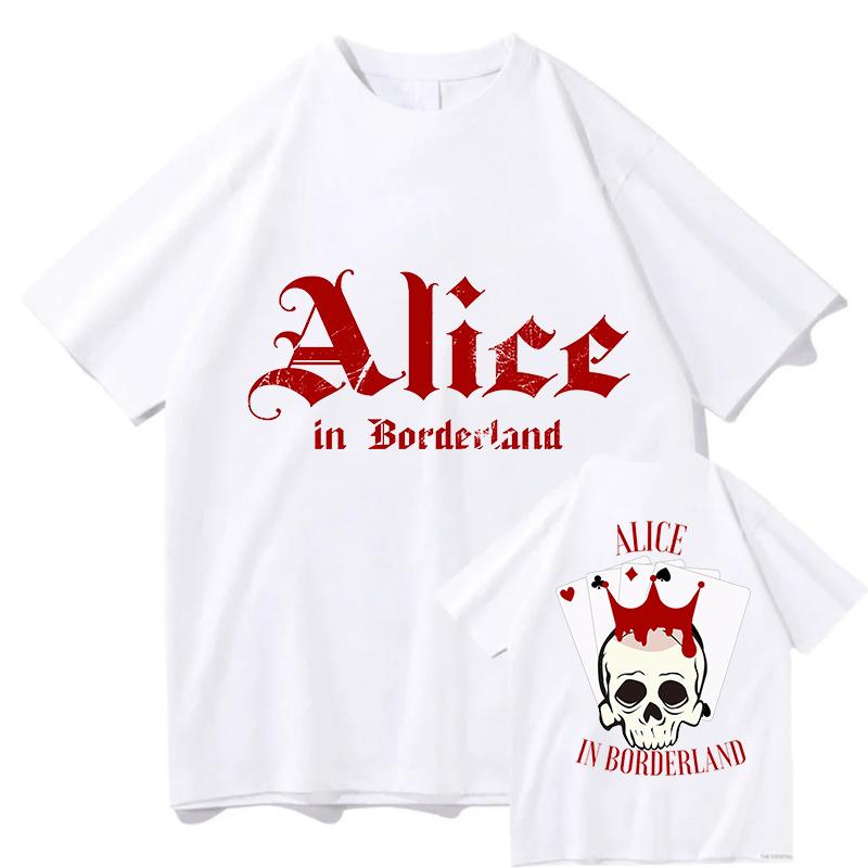 100% Cotton Vintage Alice In Borderlands Tour 2026 T-Shirt Fashion Men/Women Retro Oversize Loose Pure Cotton Clothes Tees Shirt