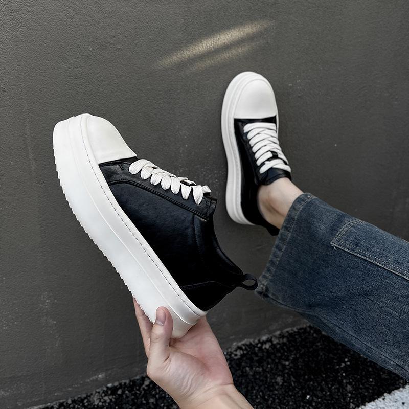 Men s 8CM Height Boost Spring White Breathable Low-Top Casual Fashion Sneakers 37