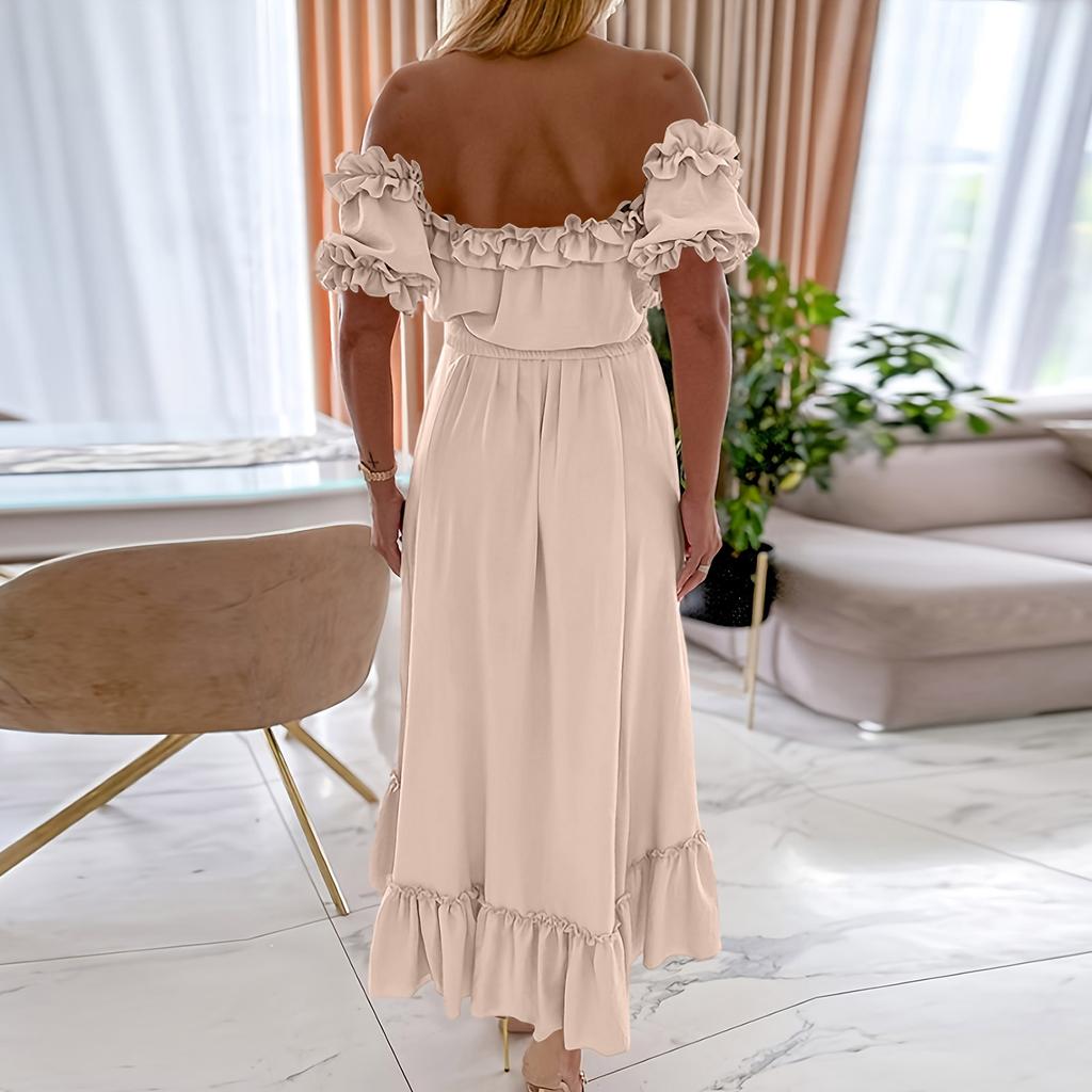 Damenmode Farbe Kurzarm Baumwolle Leinen Patchwork Faltenkleid