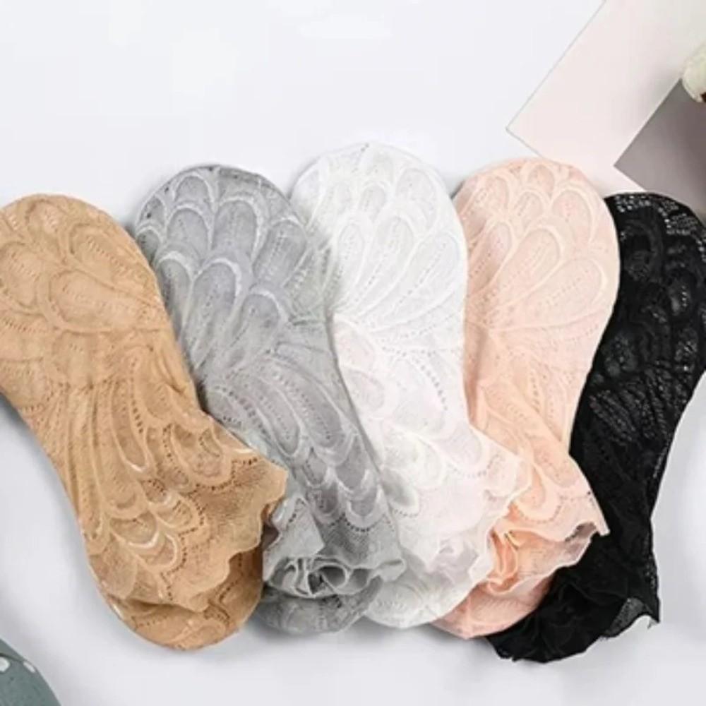 Lace Flower Mesh Ankle Socks Breathable Transparent Boat Socks Elastic Non-Slip Fishing Net Stockings Women's Fashion