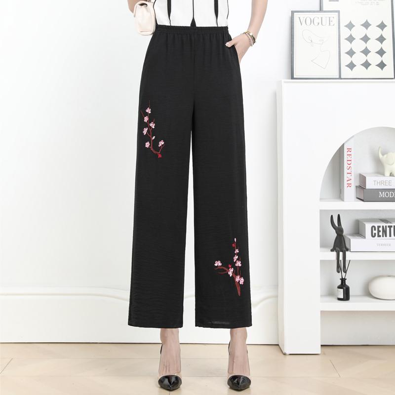 Plus Size Straight Leg Pants Women's Elastic Waist Loose Pants Street Women's Casual Clothing Home Trousers