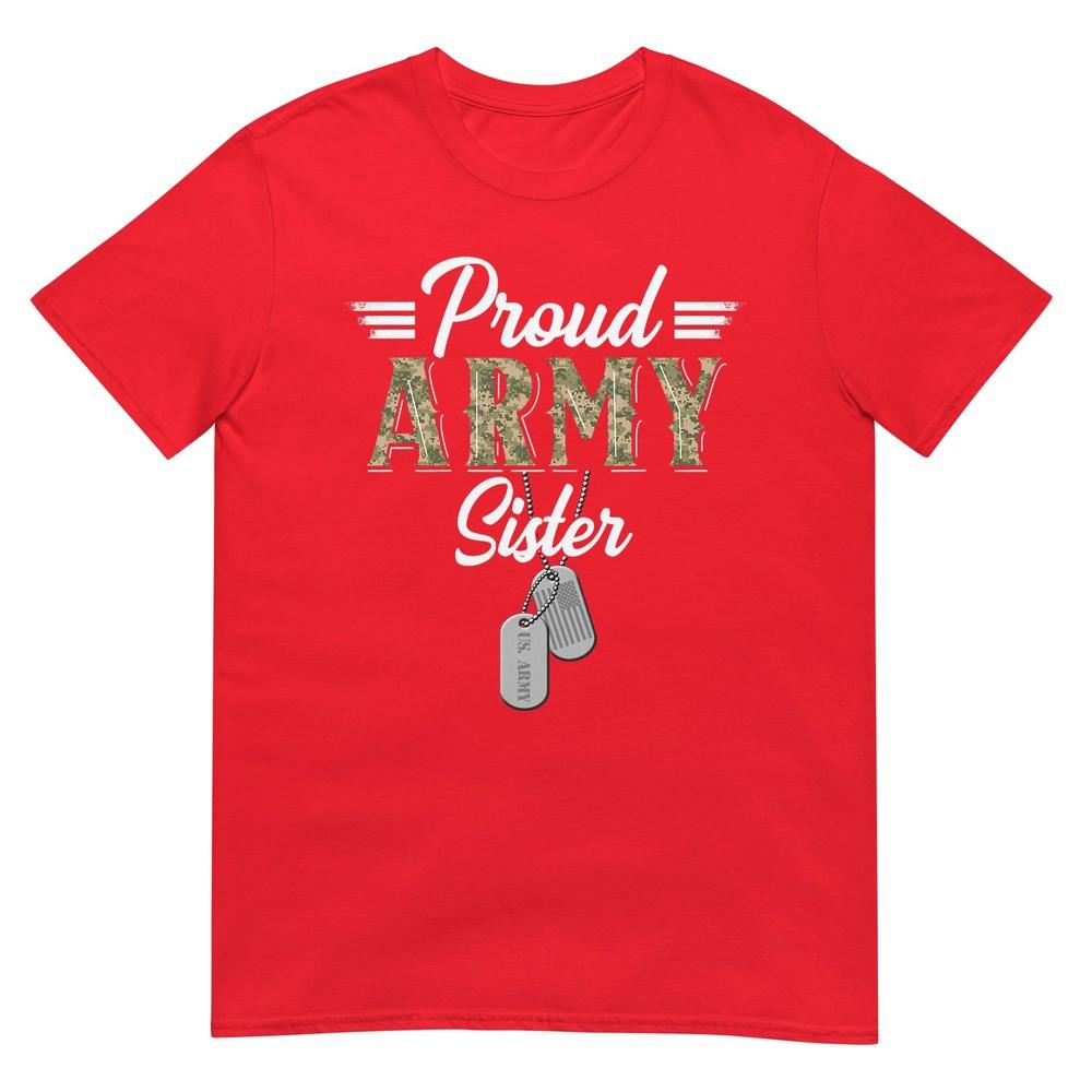 Proud Army Sister Military Sister With Dog Tag Us Flag TShirt S