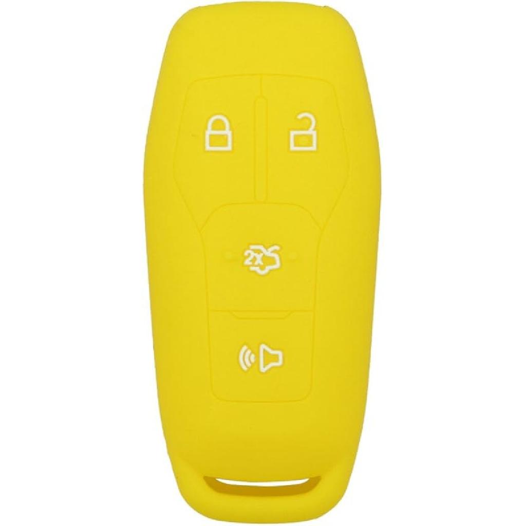 SEGADEN Silicone Cover Protector Case Holder Skin Jacket Compatible with Ford Mustang Fusion Explorer F-150 Edge 4 Button Smart Remote Key Fob CV2716