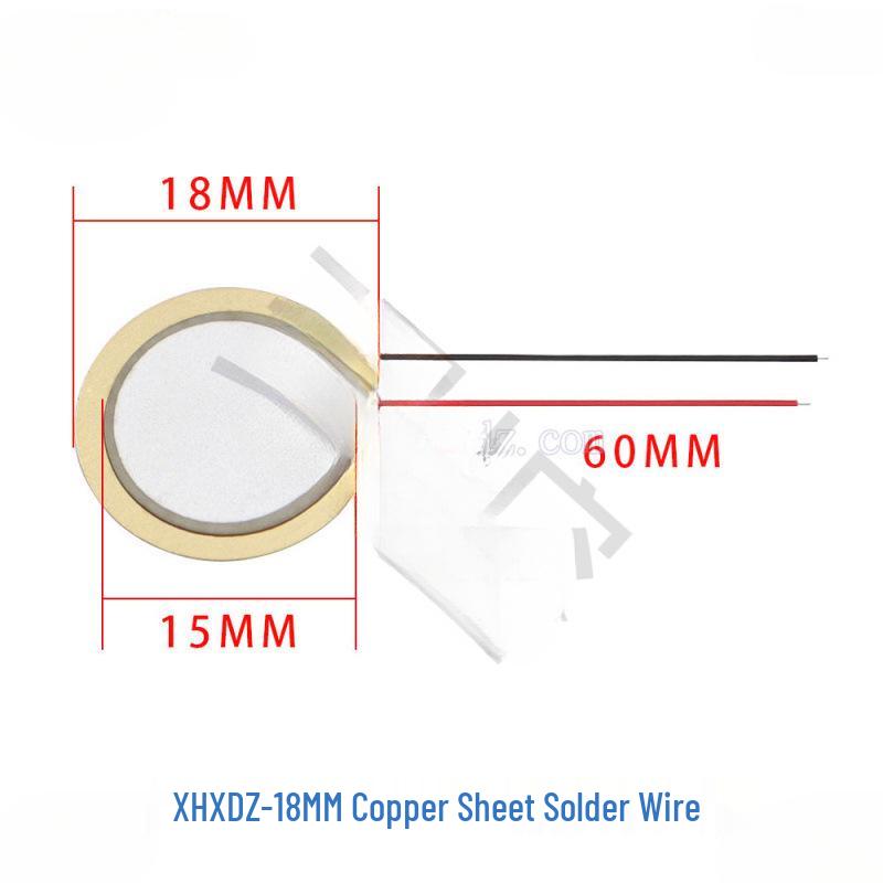 Piezoelectric Ceramic Buzzer with Aluminum Solder & Copper Lead, Diameter Options: 12/15/18/20/27/35/50MM