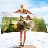 Lightweight Beach Towels Quick Dry, Husky Dog Soft Microfiber Sand Free Pool Bath Outdoor Travel Towel for Camping Swimming Yoga