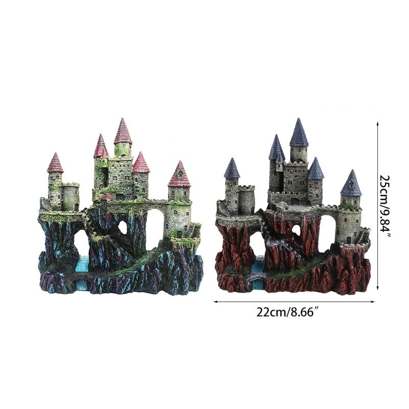 Aquarium Resin Castle Decoration Stone Cave Fish for Tank Accessories for Betta X3UC
