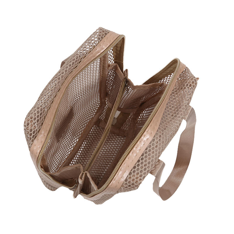 Fashionable Casual Mesh Makeup Bag Large Capacity Handheld Multifunctional Partition Travel Grooming And Storage Bag