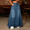 Gonna in Denim da Donna Retro Vita Alta Chiusura a Bottoni Gonne Jeans Svasate Pieghettate Svasate A-line Maxi Gonne in Denim Gonne in Denim Vintage Casual da Donna