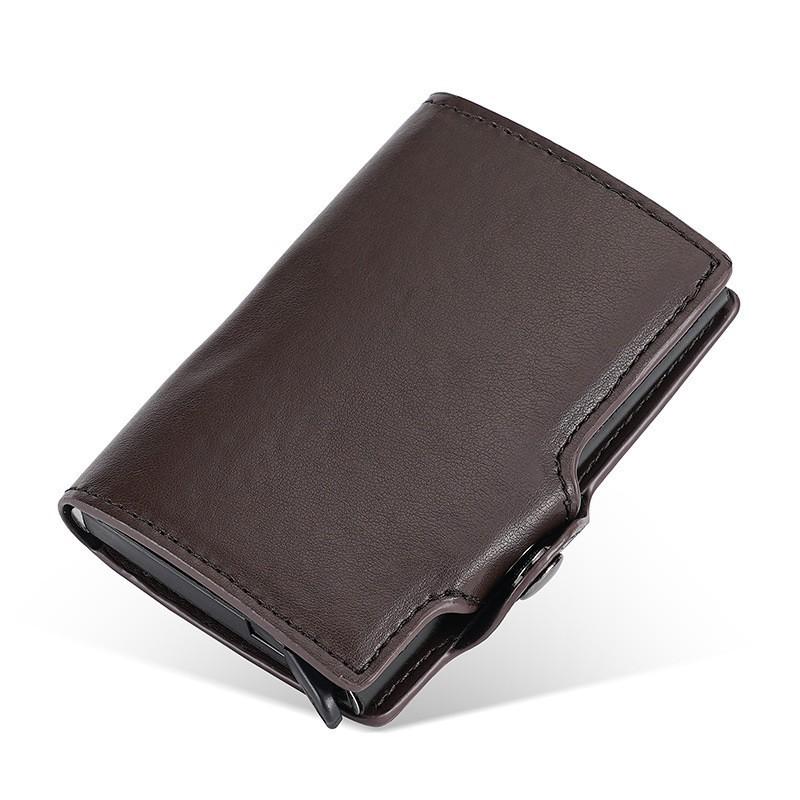 Otomatik Açılır Kart Çantası PU Metal Alüminyum Kutu Kılıfı RFID Klipsli Kredi İş