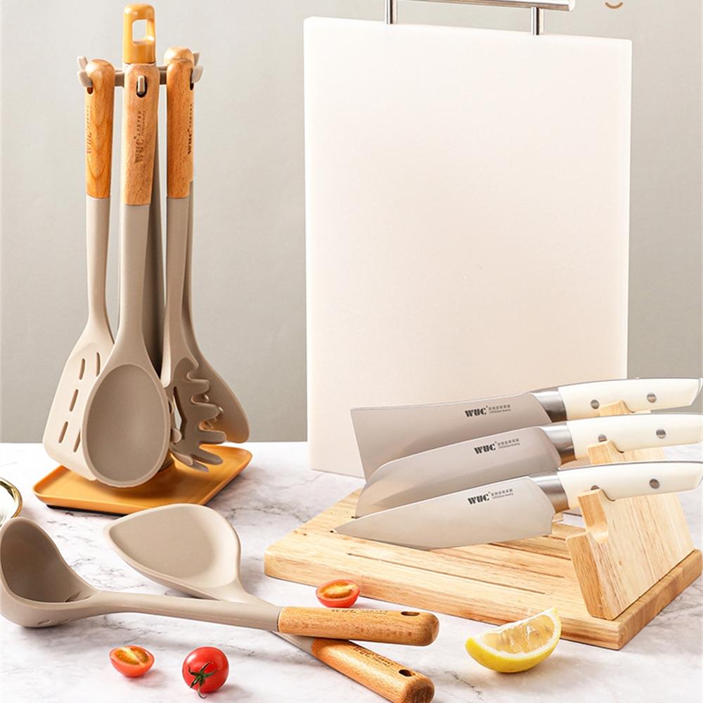Silicone Cooking Utensil Wooden Handle Brush Ladle Pasta Colander Heat-resistant Non-Stick Leaking Spoon Cookware Kitchen Tool
