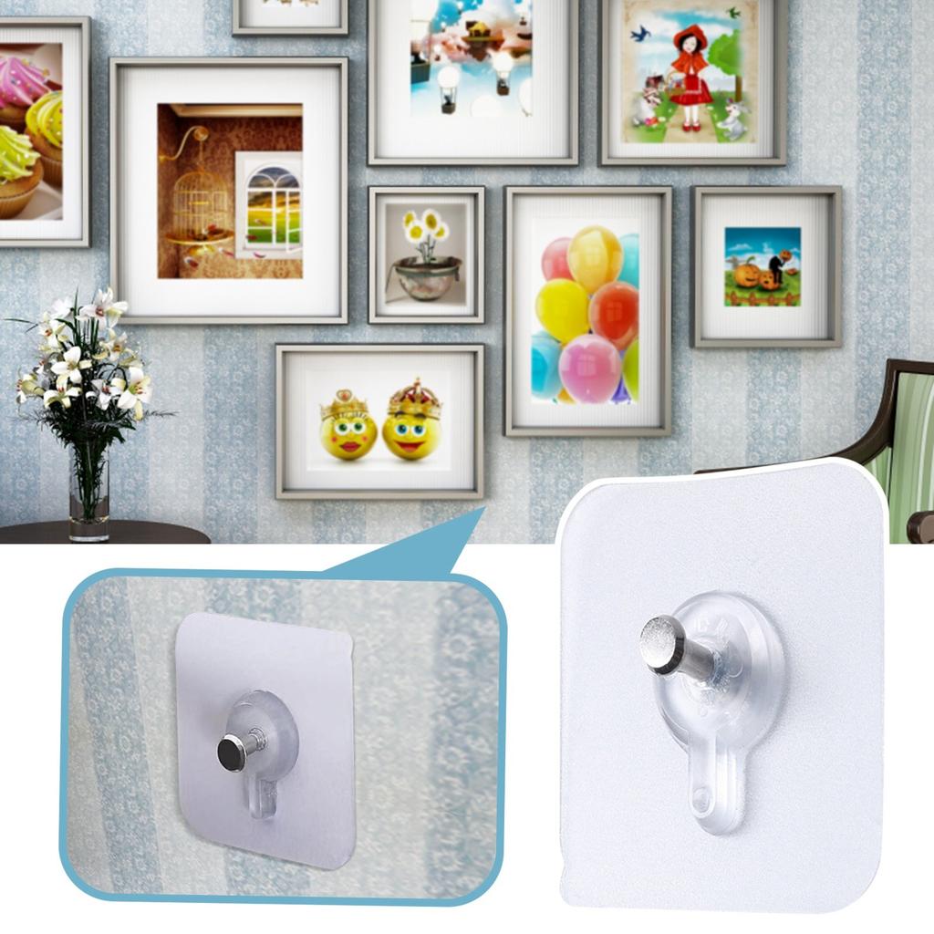 6x6cm Transparent No Drilling Hook Frame Sticker 10 Pieces 8mm Acrylic 6x6 with 52 Gauge Thickness for Wall Hanging and Display