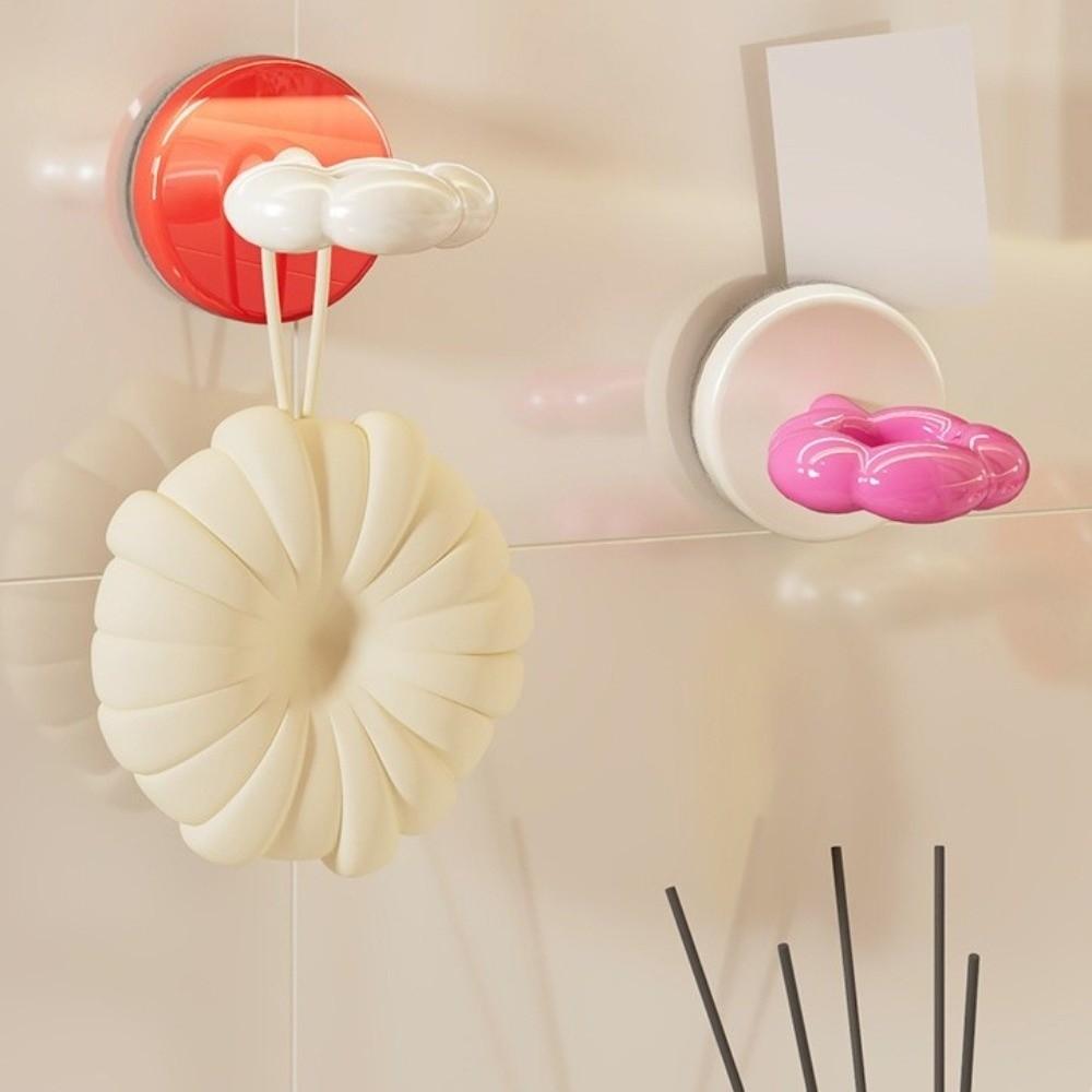 2pcs Detachable Rotating Suction Cup Hook Adhesive-Free Plastic Bathroom Hook Portable Cream Color Door Hook Kitchen