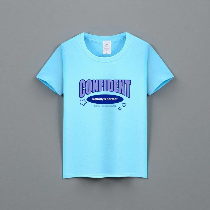 Letní nové unisex všestranné tričko z čisté bavlny módní ležérní top s kulatým výstřihem prodyšné volný střih potisk krátký rukáv