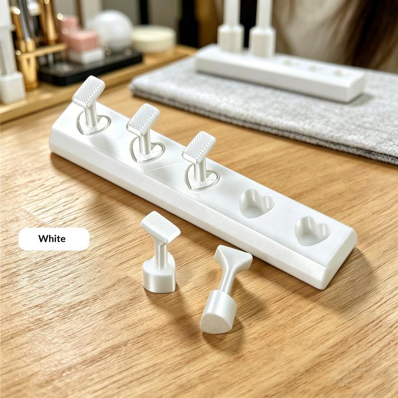 

1 Set Non-Magnetic Fake Nail Holder Gel Polish Practice Display Stand Plastic Showing Shelf Nail Art Photography Tool білий
