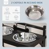 Raised Dog Bowl Stand with Adjustable Height, 2 x 900ml Stainless Steel Bowls, Black