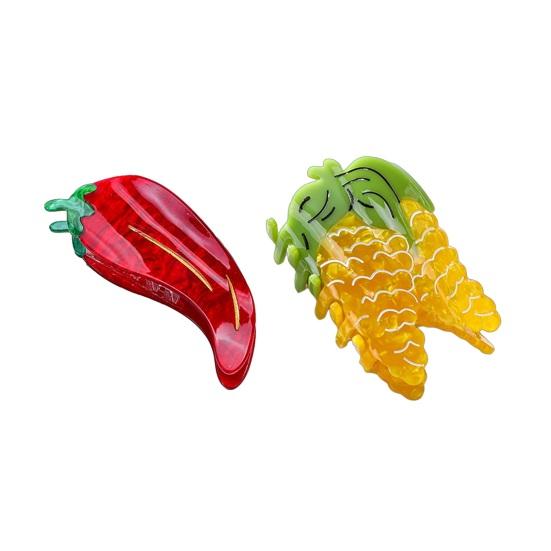 Hair Claw Corn Pepper Design Back Head Shark Clip Easy Hold No Slip Updo Hair Styling Tool Hair Accessory