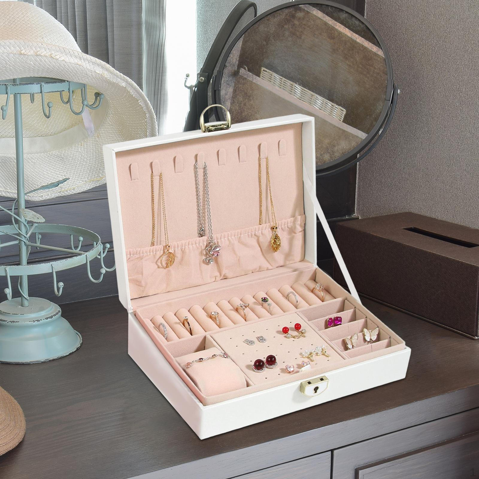 Compact Jewelry Organizer for Travel - Convenient Storage Solution White